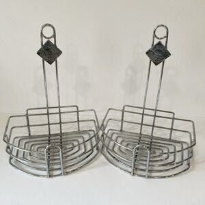 Tabasco Chrome Condiment Caddies Steel Wire Restaurant Holders Set of 2‎ Vintage
